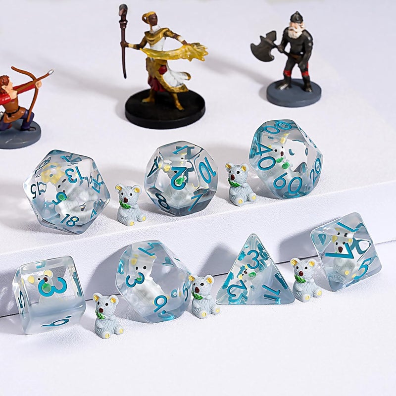 weyano DND Resin Koala Dice Set, D&D Polyhedral Dice for Dungeons and Dragons RPG, MTG Role Playing Games D and D Dice 7pcs D20 D12 D10 D8 D6 D4 - Image 4